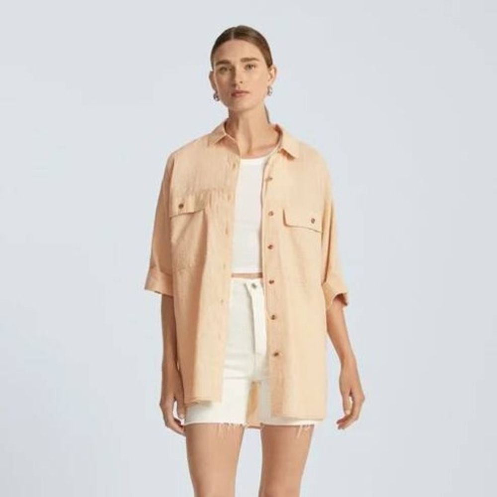 Everlane The Cotton Tourist Shirt Orange Gingham Check Button Down M